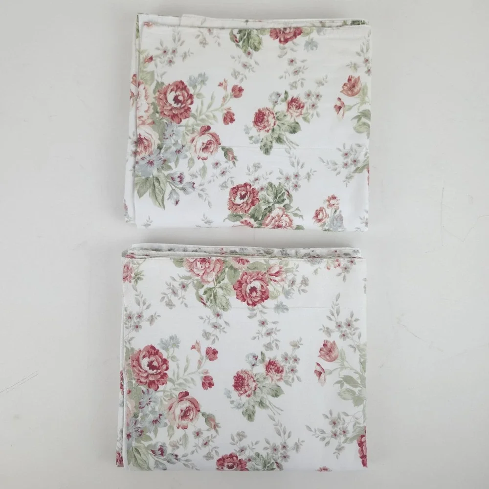 Vtg JC Penney Window Valance Floral Rose Lined Shabby Cottage Autumn 80x18 PAIR